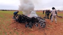 شاهد: إسقاط مروحية تابعة للنظام السوري في إدلب ومقتل طيارين