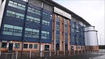 Falkirk Stadium roof damage due to high winds building still open but the main entrance is closed