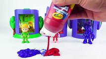 Learn Colors and Paint PJ Masks Toys, with Transform HQ Play Set and Crayola Paints-