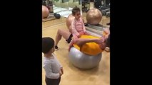 Cristiano Ronaldo exercising with his kids