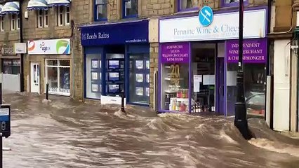 English Town Flooded from Powerful Storm