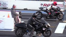 Nitro Hayabusa vs H2 Ninja and GSXR - motorbikes drag racing