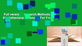 Full version  Research Methods for the Behavioral Sciences  For Free