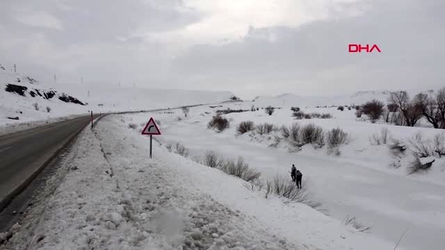 Hakkari yüksekova'da buz tutan derede eskimo usulu balık avlıyorlar