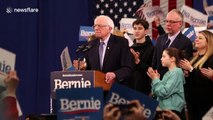 New Hampshire Primary Night: Crowd cheers as Sanders speaks about policy goals