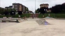 Skateboarder Goes Up A Ramp And Fails