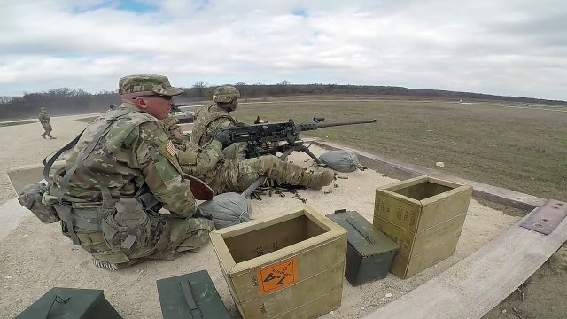 US Soldiers of the 42nd Infantry Division Fire the M2 50 Cal at Fort Hood, T.X., Feb 8, 2020