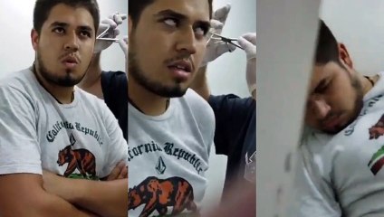 Possessed by demons: MAN FAINTS WHILE GETTING HIS EAR PIERCED | Man 'possessed by demons' after eyes go white as he faints during ear piercing