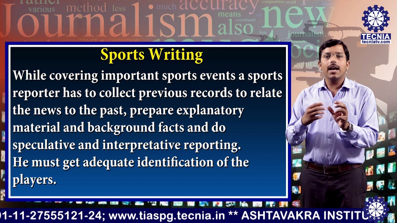 BAJMC || Mr.  RAKESH KUMAR || Sports Writing  || TIAS || TECNIA TV