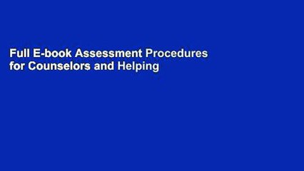 Full E-book Assessment Procedures for Counselors and Helping Professionals (Merrill Counselling)