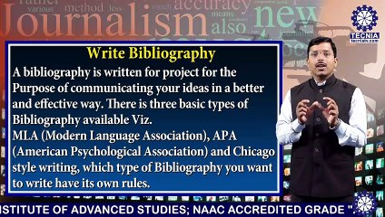 BAJMC || Mr.  RAKESH KUMAR || Write Bibliography  || TIAS || TECNIA TV