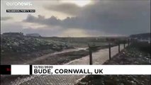 Sea foam makes waves in Cornish seaside resort of Bude