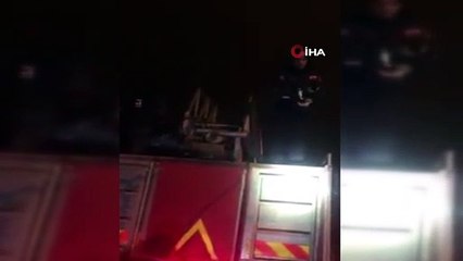 Direkte mahsur kalan kediyi itfaiye kurtardı