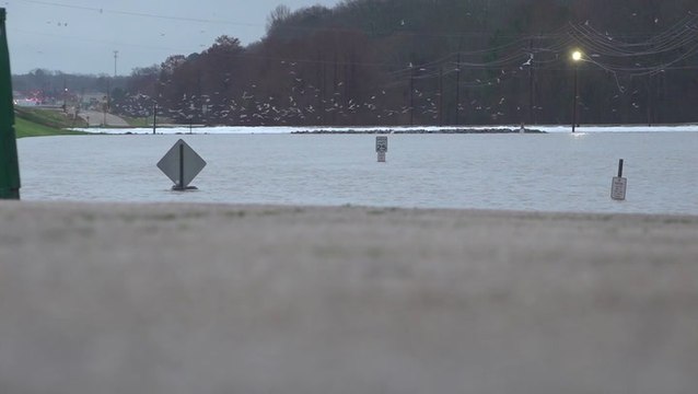 Pearl River nearly overflowing with floodwaters