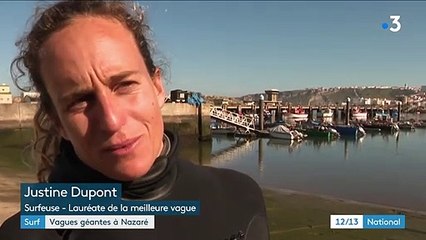 Portugal : la surfeuse française Justine Dupont défie les vagues géantes de Nazaré