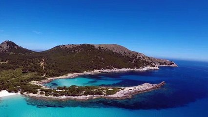 Beach view with mountains with drone