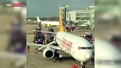 Düsseldorf'ta uçakta yangın paniği