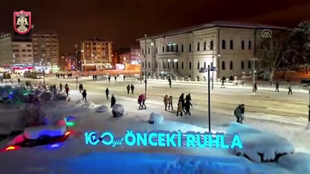 Sivas Valiliği tarihi mekanların kar altındaki görüntülerinden klip hazırladı