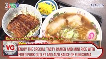 The special tasty ramen and mini rice with fried pork cutlet and Aizu sauce of Fukushima