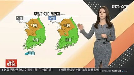 [날씨톡톡] 주말까지 미세먼지…내일 중부 비 소식