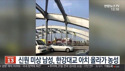신원 미상 남성, 한강대교 아치 위 올라가 농성