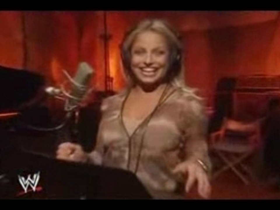 Trish Stratus while recording her song for the WWE Original