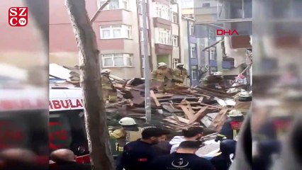 Bahçelievler'de çöken binanın havadan görüntüsü