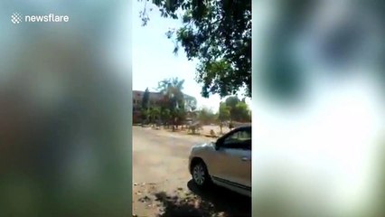 Dust devil interrupts college sports event in south India