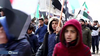 مظاهرة في مدينة إعزاز شمال حلب تدعو لفتح الجبهات نصرة لإدلب