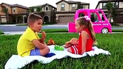 Diana and her Barbie car Camping adventure kids