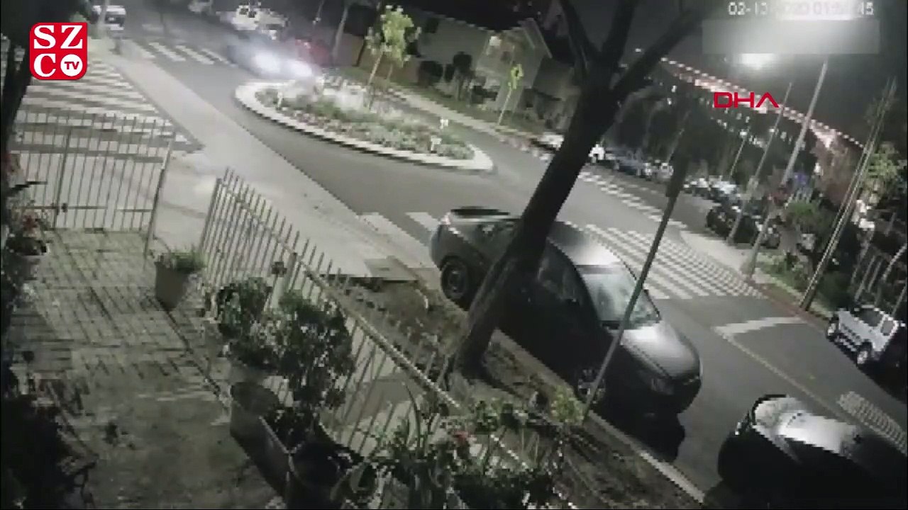 Dönel kavşakta akıl almaz kaza! Kayaya çarpıp metrelerce uçtu