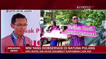 Penyambutan Kru Batik Air, Usai Penjemputan WNI dari Natuna