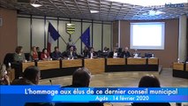 AGDE - L'hommage aux élus en ce dernier conseil municipal de la mandature 2014-2020