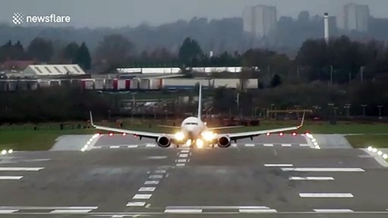 Terrifying bumpy landings at UK airport in Storm Dennis crosswinds