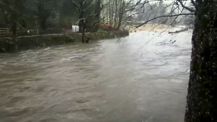 Disastrous flooding forces river onto land