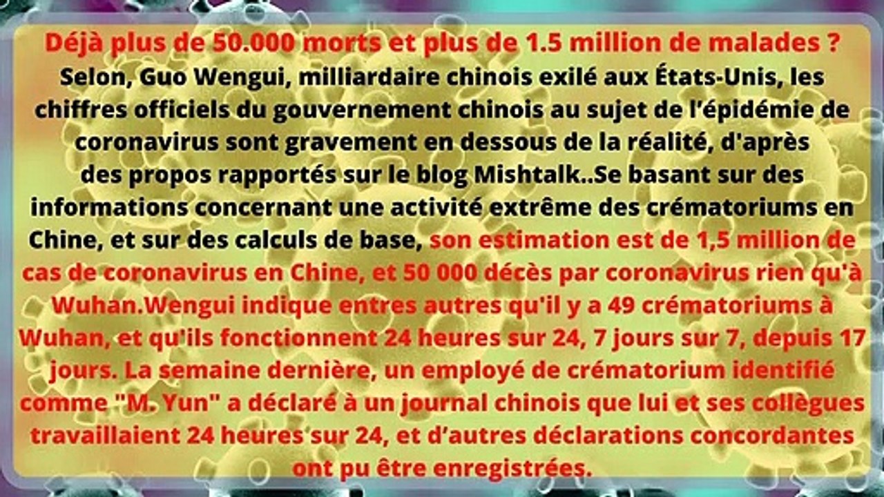 CORONAVIRUS " ATTENDEZ VOUS AU PIRE "