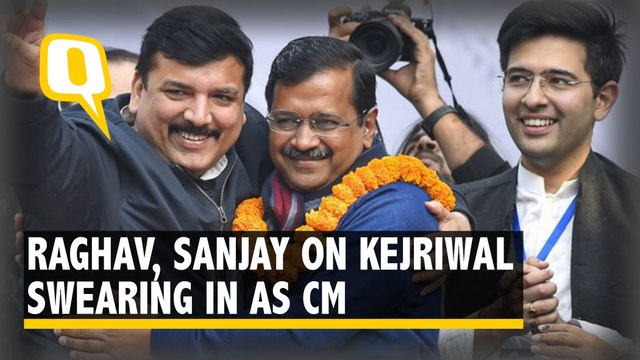 AAP Leaders Raghav Chadha, Sanjay Singh on Arvind Kejriwal's Swearing In as Delhi CM | The Quint