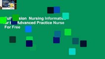 Full version  Nursing Informatics for the Advanced Practice Nurse  For Free