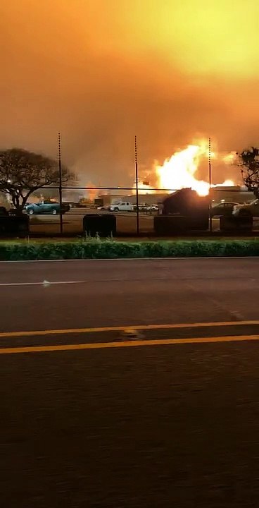 Oil Refinery Fire Lights up Night Sky