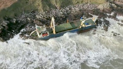 After about 1.5 years, drifting ship becomes beached