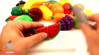Learn Colours and Play with Toy Cutting Fruits and Vegetables Velcro Cooking Playset!!!