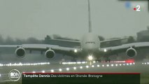 Tempête Dennis - L’atterrissage de l’Airbus A380 de la compagnie Etihad, à Londres, a été particulièrement compliqué