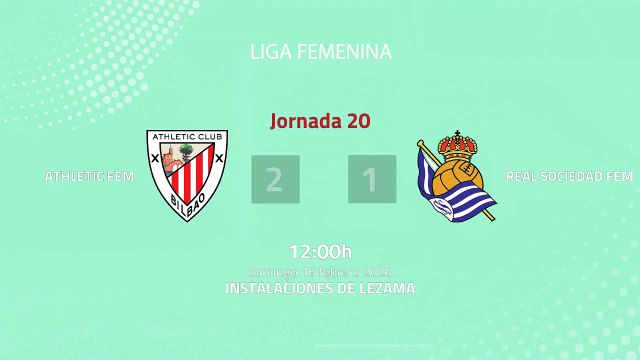 Resumen partido entre Athletic Fem y Real Sociedad Fem Jornada 20 Primera División Femenina