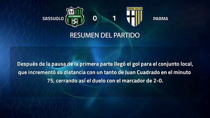 Resumen partido entre Sassuolo y Parma Jornada 24 Serie A