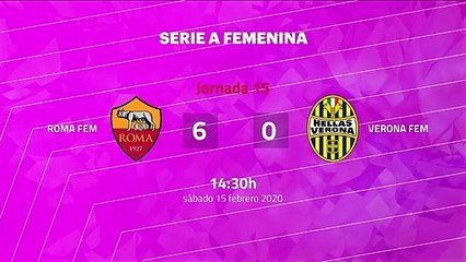 Resumen partido entre Roma Fem y Verona Fem Jornada 15 Serie A Femenina