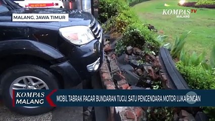 Pedal Gas Bermasalah, Mobil Tabrak Pagar Bundaran Tugu Malang