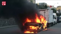 Şişli’de otomobil alev alev yandı!