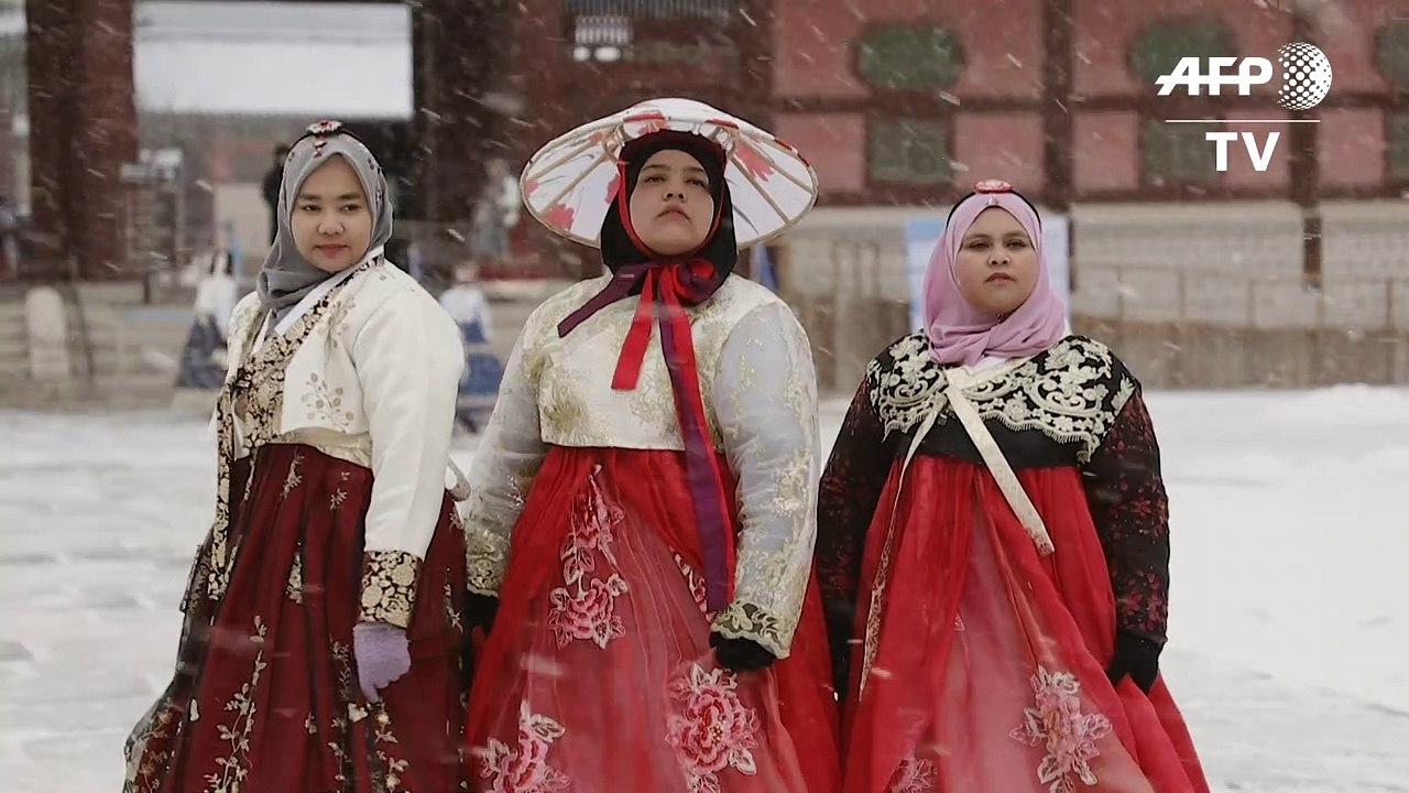 Seoul: Posieren im Schnee