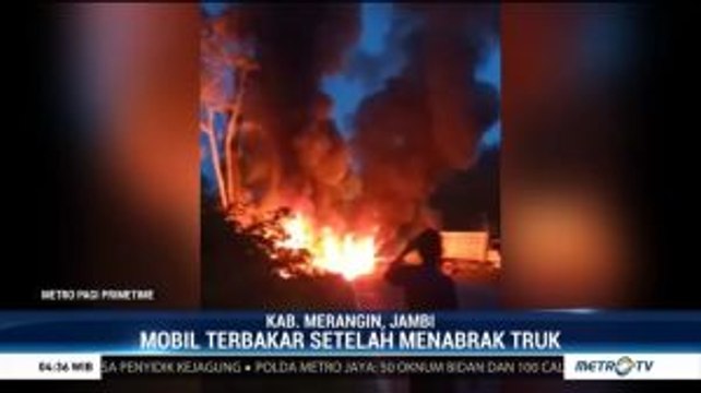 Minibus Pengangkut BBM Terbakar di Jalan Lintas Sumatera KM 27