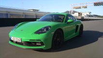 The new Porsche 718 Cayman GTS 4.0 Track Driving in Phyton Green